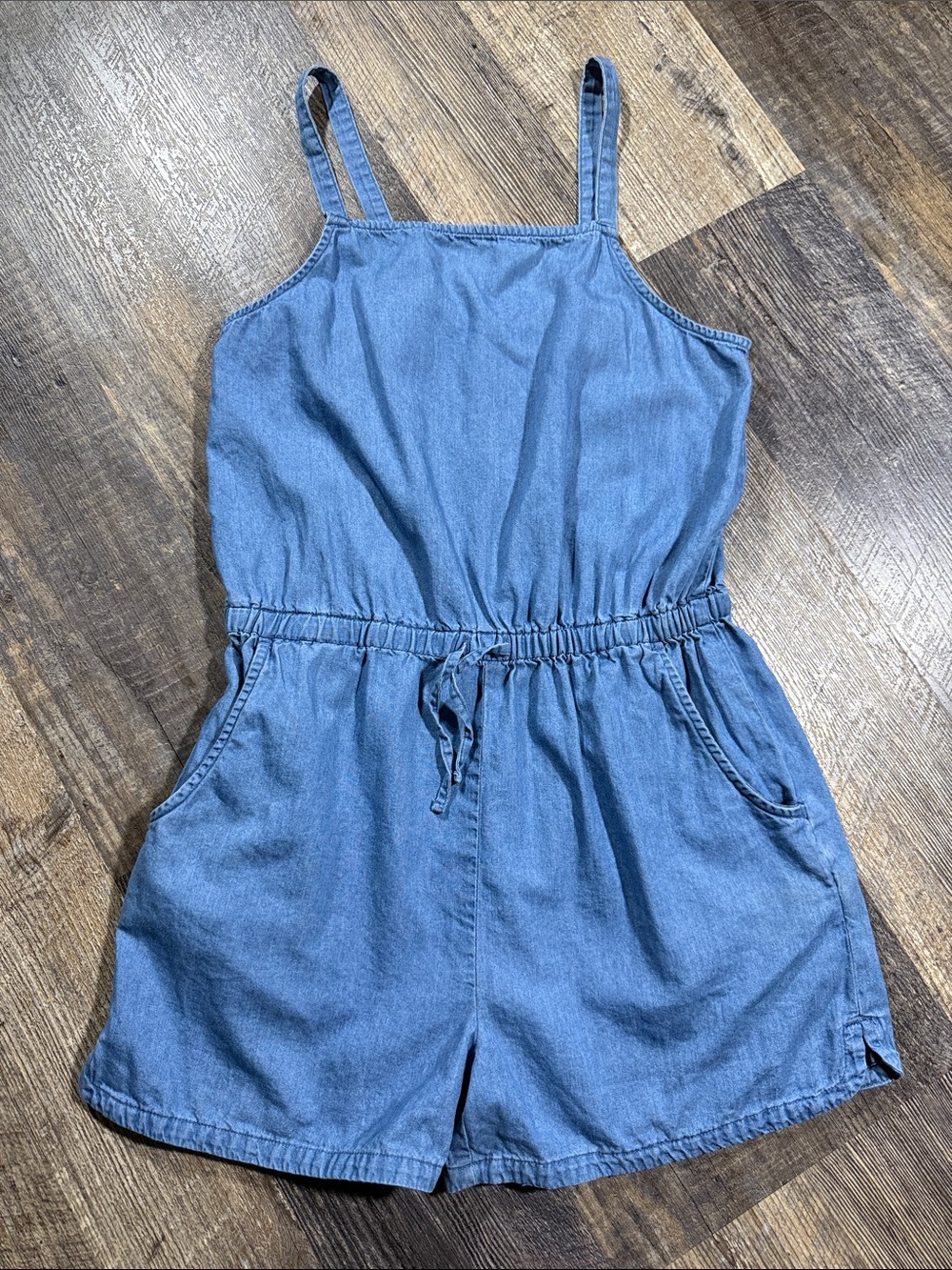 Old Navy Girl's Blue Denim Romper with Drawstring Waist